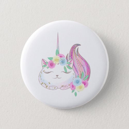 Cute Caticorn Button