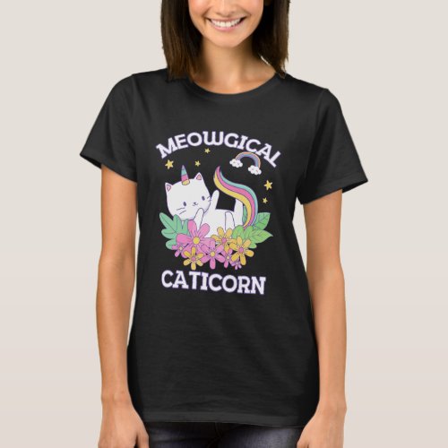 Cute Caticorn Meowgical Majestic Cat Unicorn T_Shirt