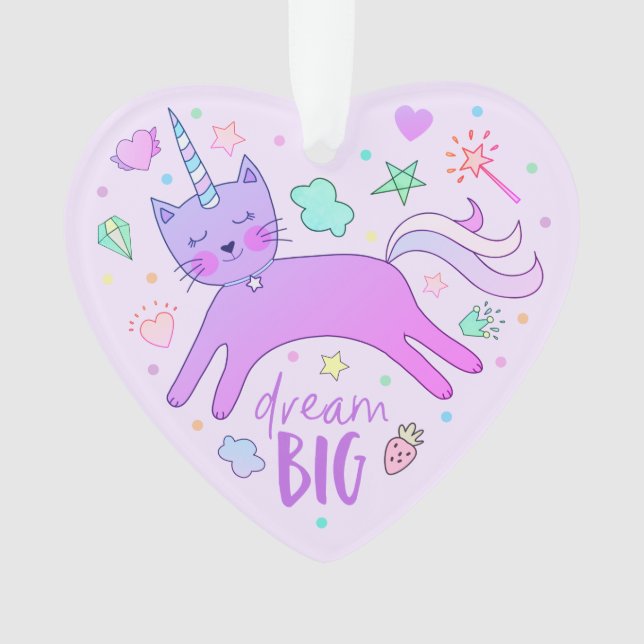 Cute Caticorn | Purple |  Personalized Ornament (Front)