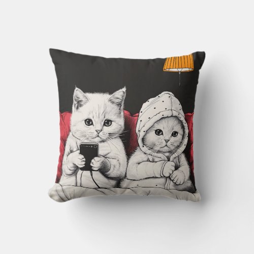 Cute cats 03 throw pillow