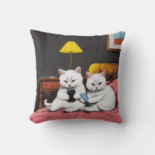 Cute cats 04 throw pillow