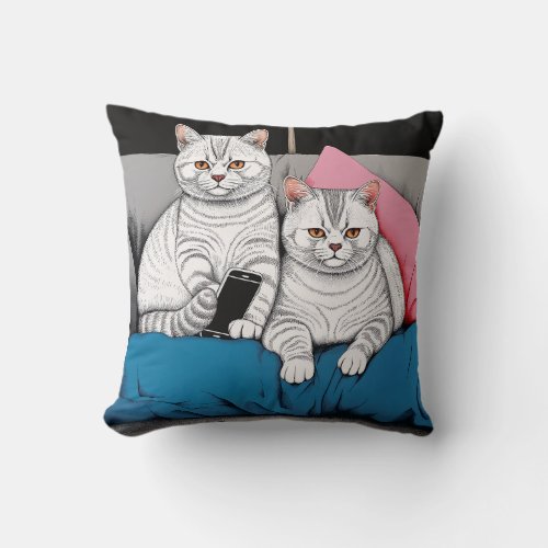 Cute cats 05 throw pillow