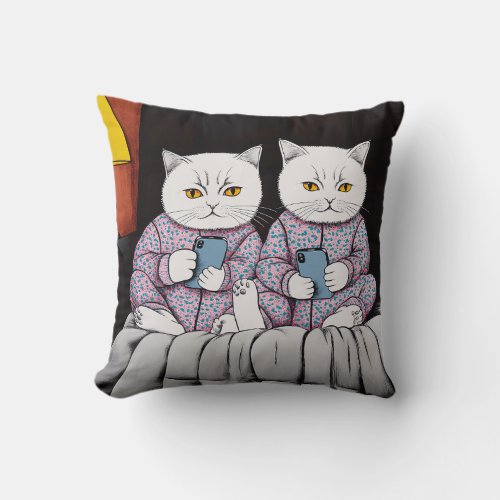 Cute cats 06 throw pillow