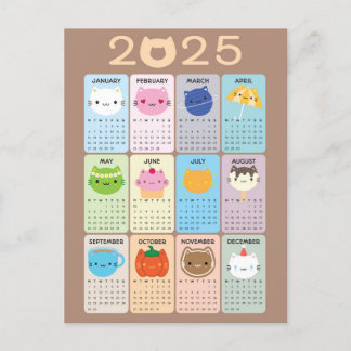 Cute Cats 2025 Calendar Postcard