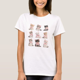 Cute Cats Adorable Pink Bow Kittens T-Shirt