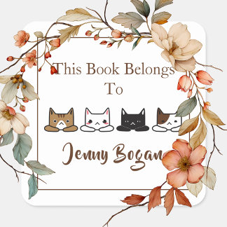 Cute "Cats All In A Row" Bookplate