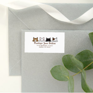 Cute "Cats All In A Row" Return Address Label