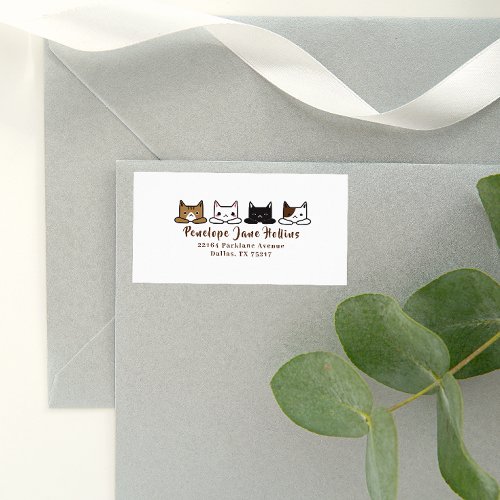 Cute Cats All In A Row Return Address Label
