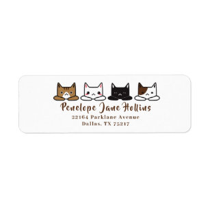 30 Custom Cat Art Personalized Address Labels 