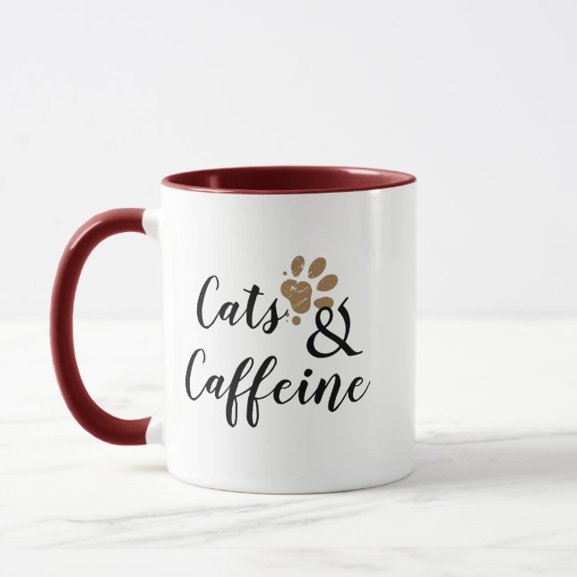 cute cats and caffeine pet dog cat funny cat mom mug (Left)