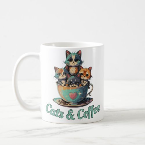 cute cats and coffee  coffee mug