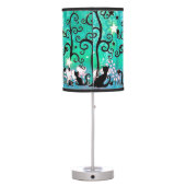 Cute Cats and Curly Trees Illustration Table Lamp (Back)