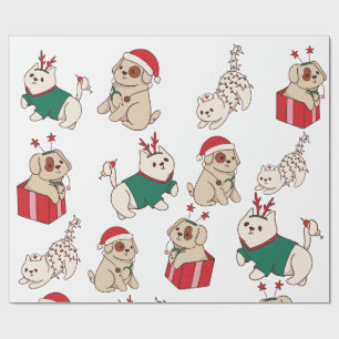 Cute cats and dogs Christmas Wrapping Paper