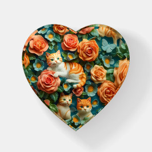 Cute Cats and Flowers Design Paperweight
