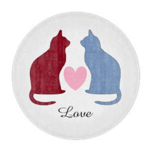 Cute Cats and Heart Love Cutting Board
