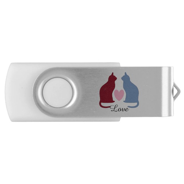 Cute Cats and Heart Love Flash Drive (Front)