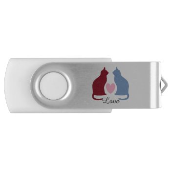 Cute Cats And Heart Love Flash Drive by DippyDoodle at Zazzle