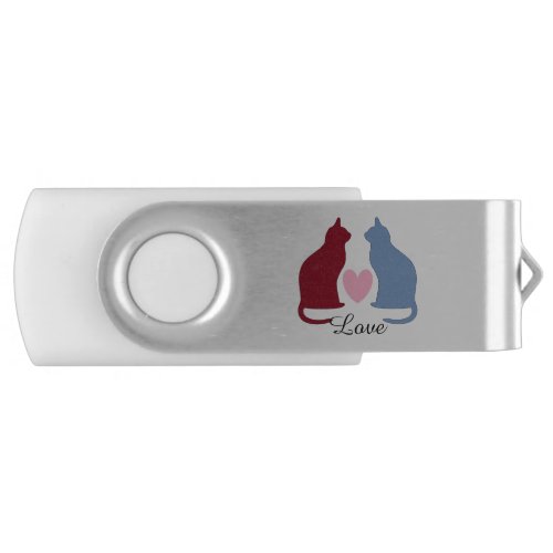 Cute Cats and Heart Love Flash Drive