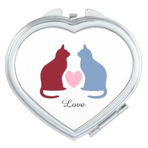 Cute Cats and Hearts Love Compact Mirror