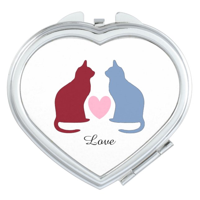 Cute Cats and Hearts Love Compact Mirror (Front)