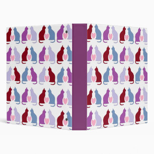 Cute Cats and Hearts Pattern 3 Ring Binder