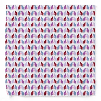 Cute Cats And Hearts Pattern Bandana by DippyDoodle at Zazzle