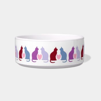 Cute Cats And Hearts Pattern Bowl by DippyDoodle at Zazzle