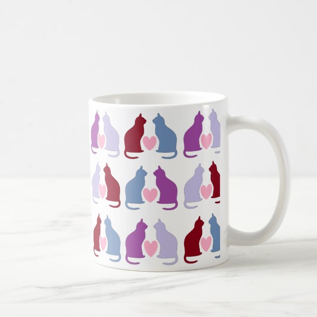 Cute Cats and Hearts Pattern Coffee Mug (Right)
