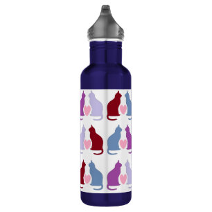 Cute Cats and Hearts Pattern Stainless Steel Water Bottle