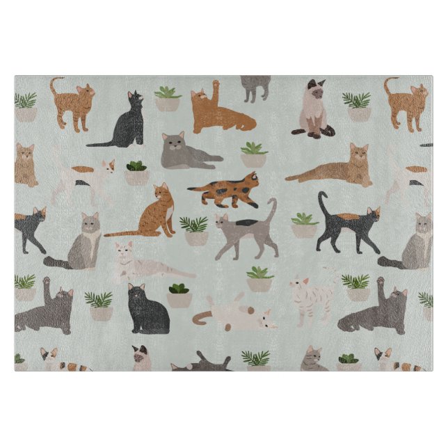 Cute Cats and House Plants  Cutting Board (Front)