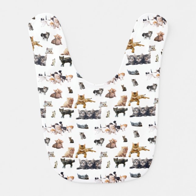 Cute Cats and kittens photographic pattern Baby Bib (Front)