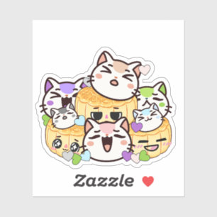 Cute Cats and Mooncakes - Kawaii Japanese Snack Sticker