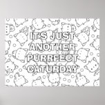 Cute Cats and Polka Dots Large Coloring Poster