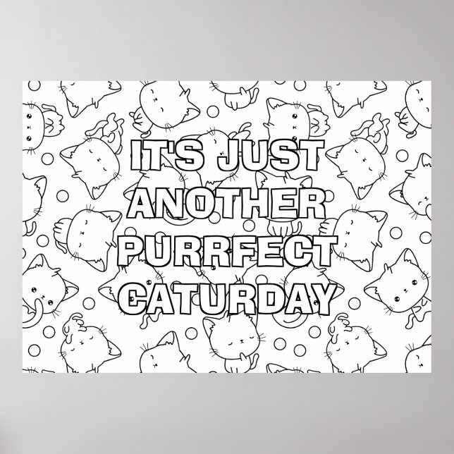 Cute Cats and Polka Dots Large Coloring Poster (Front)