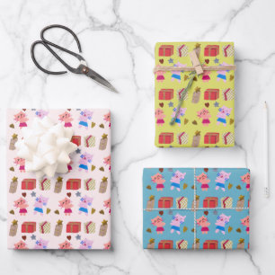 Cute Cats and Presents Handmade Pattern Kids Wrapping Paper Sheets