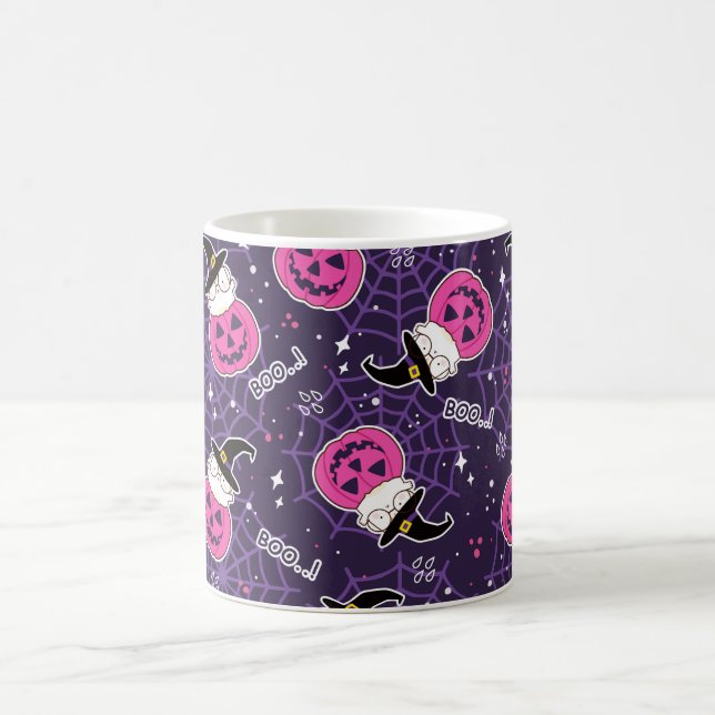 Cute Cats and Pumpkins Halloween Pattern Coffee Mug (Center)