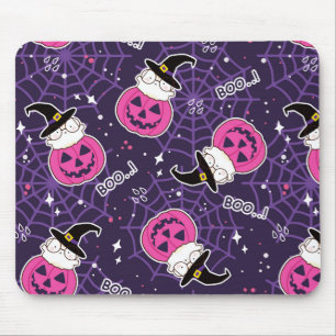 Cute Cats and Pumpkins Halloween Pattern Mouse Pad