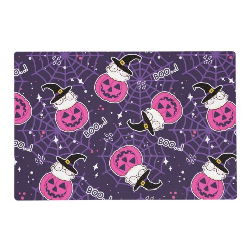 Cute Cats and Pumpkins Halloween Pattern Placemat