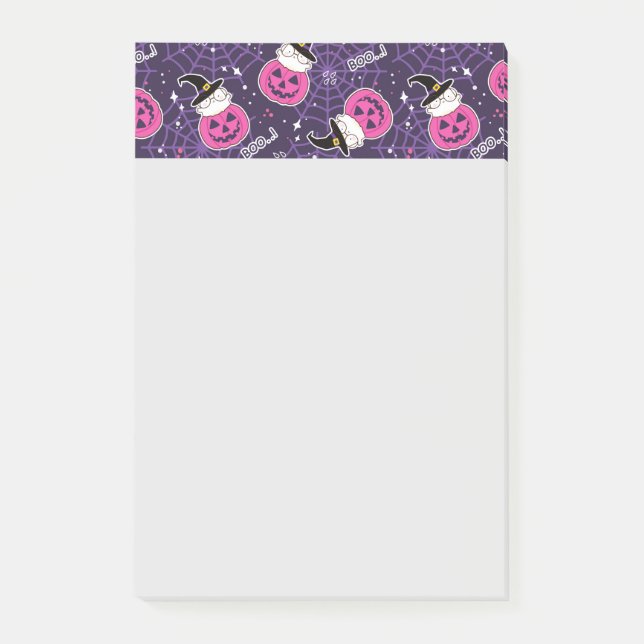 Cute Cats and Pumpkins Halloween Pattern Post-it Notes (Front)