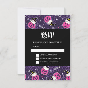 Cute Cats and Pumpkins Halloween Pattern RSVP Card