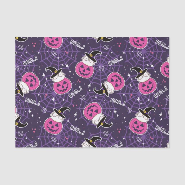 Cute Cats and Pumpkins Halloween Pattern Tissue Paper (Front)