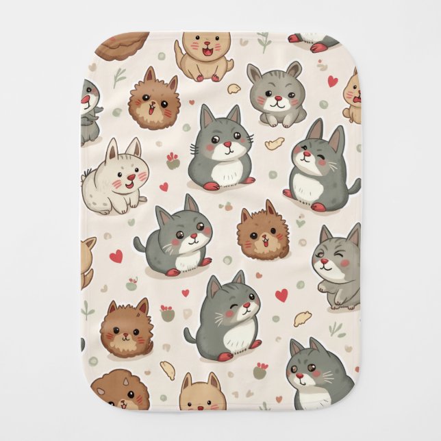 cute cats  baby burp cloth (Front)