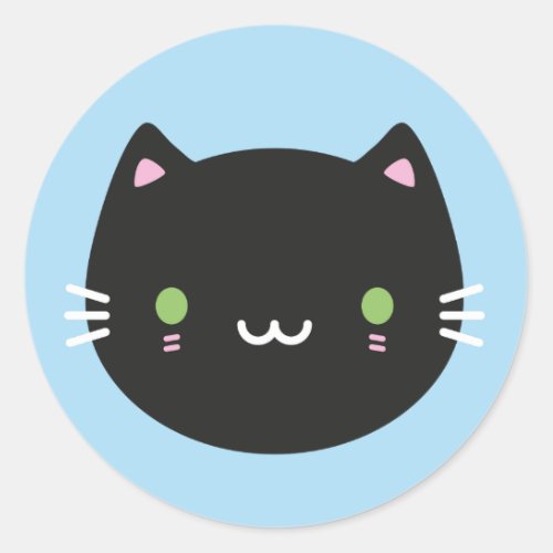 Cute Cats _ Black Kawaii Kitten Classic Round Sticker