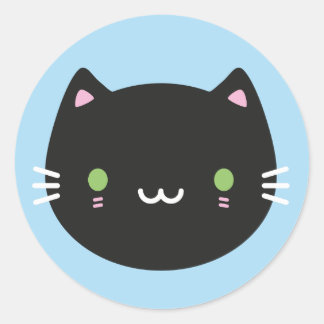 Cute Cats - Black Kawaii Kitten Classic Round Sticker