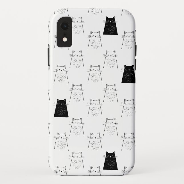 Cute Cats - Black & White Pattern Case-Mate iPhone Case (Back)