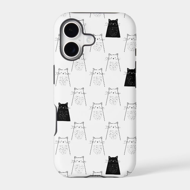 Cute Cats - Black & White Pattern Iphone Case (Back)