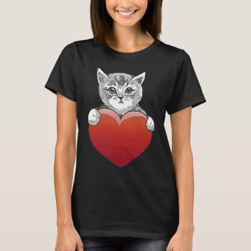 Cute Cats Cat Heart Valentines Day Mothers Day T_Shirt