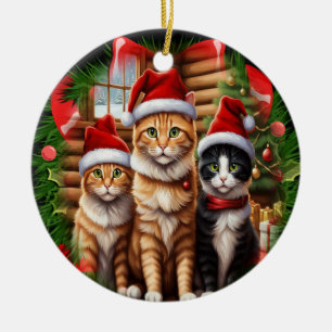 Cute cats ceramic ornament