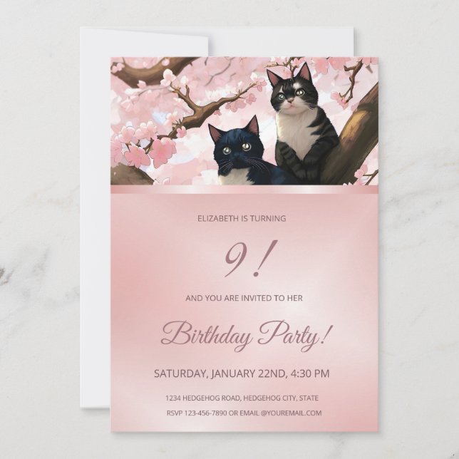 Cute Cats |  Cherry Blossom Girls Invitation (Front)