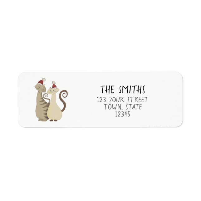 Cute Cats Christmas Holiday Return Address Label (Front)